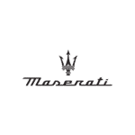 Maserati logo featuring a trident symbol, representing power and elegance, with the brand name written in an elegant font.