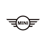 Mini logo featuring a circle with the word 'MINI' in bold uppercase, flanked by symmetrical wing-like designs, representing sleek and stylish car window and windscreen sun shades.