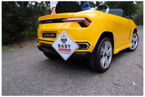 Snap Shades Baby on Board sign on Urus