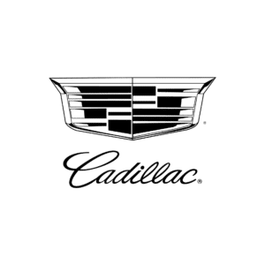 Cadillac logo featuring an elegant crest and signature script, representing premium car window and windscreen shades designed for luxury and UV protection.