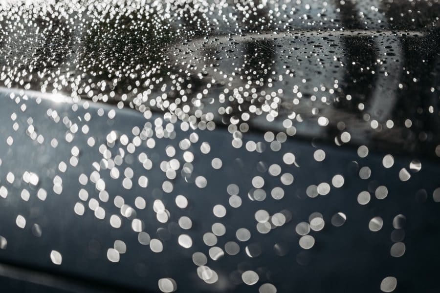 Water beading on glass